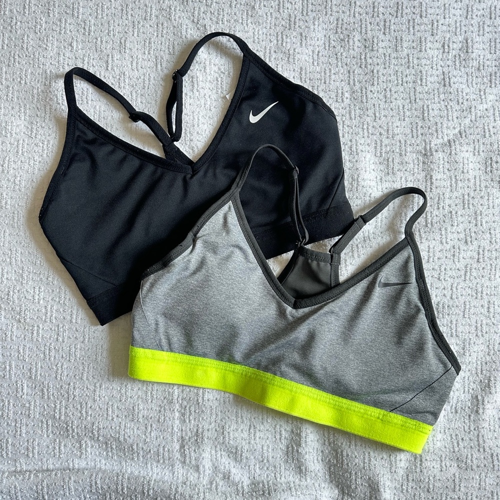 Nike Black and Gray Sports Bras